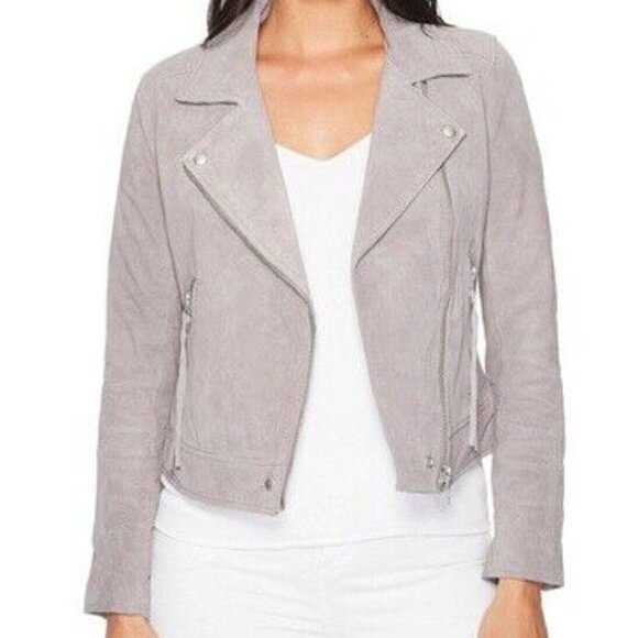 Blank NYC Leather Suede Moto Jacket Gray Size Small - Picture 3 of 16